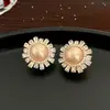 Brincos Retro Franceses de Pérola e Zircônia, Luxo Acessível, Elegantes da Moda, Brincos Simples, Brincos Redondos Super Brilhantes de Alta Qualidade para Mulheres