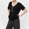 Camiseta de Manga Corta de Verano para Mujer 2026 Nueva Casual Camiseta de Hombro Derecho Adelgazante Holgada Estilo Perezoso Cuello en V Top de Gama Alta