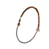 Pulsera DIY de Círculo Doble Cocido con Ágata Gris de 4 mm, Cuentas del Sutra del Corazón, Anillo Paspartú Corredizo, Pulsera de Estilo Étnico