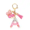 Moda Novo Rosa Cola Pingando Letra Chaveiro Lantejoulas Borboleta Franja Pingente Acessórios Bolsa Pendurar Enfeites Atacado