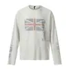Camiseta de manga larga original de punto gofre para pareja, unisex, diseño de bandera retro de otoño, corte holgado, top pullover casual de moda