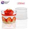 250ml180ml copo baixo redondo para mousse copo de sorvete sundae PS plástico rígido espesso transparente pode ser tampado