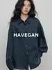 Camisa de Manga Larga Otoñal con Protección Solar Space HAVEGAN/Lino Tencel para Mujer Holgada Perezosa Relajada Casual