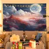 Hermoso telón de fondo de paisaje ins habitación de dormitorio dormitorio pared de cabecera decoración de ambiente tela colgante tapiz rojo de internet
