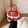 2026 Nova Bolsa de Mão Infantil de Desenho Animado Urso Meninas com Acabamento em Renda Mini Bolsa Transversal Bolsa de Ombro Princesa Fofa