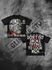 Camiseta con Estampado Distintivo Estilo Americano Street Gothic Algodón Puro Primavera y Otoño Nuevo Estilo Estilo Retro para Hombres y Mujeres Pareja