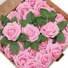 Caja de regalo europea transfronteriza 8CM rosas y hojas de simulación 25 50 en caja decoración floral para el hogar