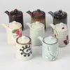 Meiguang Cerâmica Queimada Padrão de Círculo Redondo Garrafa de Condimento Restaurante Japonês Vintage Pote de Molho de Soja Garrafa de Vinagre Utensílios de Cozinha Domésticos