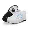 Zapatos Heelo para Niños y Niñas Zapatos de Patinaje de Dos Ruedas para Adultos con Ruedas de Encaje Zapatos para Estudiantes Zapatos Casuales de Caña Baja Universal No