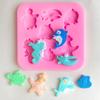 Forma de Bolo de Açúcar Flip Animal de Desenho Animado Peixe Marinho Animal Molde de Silicone Líquido Ferramentas para Assar Bolo
