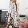 2027 Primavera y Verano Transfronterizo Nueva Ropa Femenina Europea y Americana Vestido Retro Estampado de Cuello Redondo Falda Corta Estampada Digital Multicolor