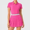 Traje Deportivo Transfronterizo para Mujer, de Manga Corta, Ligero, Transpirable, Polo Ajustado, Falda de Tenis Adelgazante para Fitness