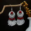 Pendientes Colgantes de Borla Colorida Geométrica de Plata Estilo Étnico Nuevo Estilo Pendientes Retro de Estilo Metálico Bohemio