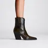 2024 Cuatro Estaciones Universal Nuevo Vintage Patrón de Piedra Puntiaguda Tacón Grueso Botines Puntiagudos Simples Tacones Altos Botas de Moda Botas de Mujer