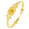 Pulseira Simples e Elegante de Ouro Sand Vietnamese com Flor Oca, Pulseira Flor de Bauhinia Galvanizada a Vácuo em Ouro 24K