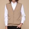 Cárdigan de cachemira 100% pura con cuello en V para hombre, otoño e invierno, chaleco de negocios combinable, chaleco cálido para papá.