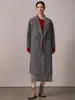 Abrigo de lana cachemira de doble cara, corte recto, manga raglán, solapa grande, doble botonadura, suave y con caída, abrigo delgado elegante