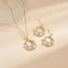 Conjunto de Colar e Brincos Transfronteiriços para Comércio Exterior, Moda de Alto Padrão, Versátil Estilo Coreano de Celebridade da Internet Corrente de Clavícula em Aço Titânio Joias Atacado