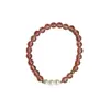Pulseira de Pedra da Lua Cinza Cristal Morango Pulseira de Nicho Estilo Minimalista de Luxo Leve Pulseira de Pérolas de Água Doce Pulseira de Contas de Cristal