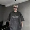 Camiseta Americana Tie-Dye de Manga Curta Masculina Verão 2025 Novo Estilo Duffy Bonito Tendência Marca Pesada Adolescente Solta Camiseta de Meia Manga
