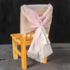 Cortina de Gasa para Boda Decoración Escaleras Guardería Tela de Malla Suave Hotel Arreglo Boda Gasa Blanca Caña de Bambú Respaldo de Silla Gasa