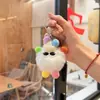 Bolsa Pequena Bola de Carvão Fofa com Pingente de Pelo Sintético de Coelho Rex Boneca de Pelúcia Pingente para Mochila Chaveiro de Carro Presente de Pelúcia