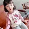 Camisetas da Moda Color Block de Manga Longa para Meninas de Crianças Pequenas e Médias Camisetas de Base para Primavera e Outono Novas Blusas Estampadas de Desenho Animado 0183A100