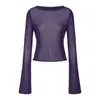 YS Coreano Dongdaemun Outono/Inverno Novo Elegante Simples Cor Sólida Slim Fit Manga Longa Camiseta Malha Camada Base Top Tendência
