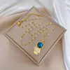 [Aço titânio] Sea Star astronauta luz de luxo elegante lindo colar de diamantes completos das mulheres all-match clavícula cadeia de aço de titânio
