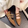 Zapatos Mary Jane Planos con Plataforma y Punta Fina para Mujer, Zapatos Individuales Marrones con Tira Tachonada, Nuevo Modelo Primavera 2026 para Mujer
