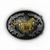 Fivela de Cinto de Cowboy Ocidental Padrão Grama Tang Cavalo Dourado Fivela de Cinto Estilo Étnico Fivela de Placa de Liga de Cavalo Lírio-aranha Oval