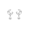 Brincos de Zircônia Lua Gota d'Água, Estilo Curto, Versáteis para Mulheres, Design Vazado, Brincos Elegantes, Brincos de Tarraxa Lua Crescente Atmosféricos