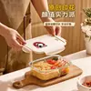 Xilekou Caja de Almuerzo de Vidrio Calentable en Microondas Caja Bento para Oficinistas, Contenedor Sellado de Grado Alimenticio para Conservar la Frescura