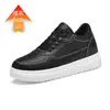 Aumento Interno Invisível 6cm Moda Masculina Casual Cano Baixo Couro Genuíno Sola Grossa Aumento Interno 8cm Bico Redondo Esportivos Sapatos Brancos para Homem