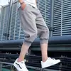 Calças Cropped Finas de Verão Masculinas, Calças Esportivas Casuais Largas de Comprimento 7/8, Calças de Montaria Versáteis da Moda, Em Estoque Transfronteiriço