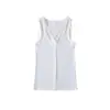 Diseño Único Chaleco sin Mangas con Cuello en V Nicho Elástico Sexy Delgado Ropa Exterior Color Puro Fondo Top Personalizado