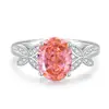 O Anel de Fada Mais Vendido do Xiaohongshu com Diamante de Alto Carbono Rosa Padparadscha em Formato de Dia e Anel de Borboleta em Prata S925 com Zircônia para Sua Namorada