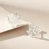 Pendientes de Encaje Hueco con Lazo Estilo Occidental para Mujer, Tachuelas a Rosca de Diseño de Nicho de Lujo Ligero