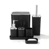 Venta Caliente Set de 7 Piezas Lavado con Estampado de Corazón Cubo de Basura Cepillo para Inodoro Bandeja para Botella de Loción Set de Vasos para Cepillo de Dientes