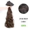 Peluca de Tres Piezas para Mujer para la Parte Superior de la Cabeza, Sin Costuras e Invisible, Añade Volumen, Extensiones de Cabello Sintético Ligeramente Rizado Estilo Coreano