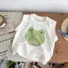Chaleco de Malla Transpirable con Diseño de Rana con Pajarita y Elefantito Bebé, Camiseta sin Mangas para Bebés y Niños Pequeños, Estilo Verano