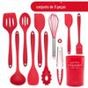 Amazon utensílios de cozinha de silicone conjunto de 10 peças panela antiaderente de silicone espátula pá de cozinha ferramentas de cozinha atacado
