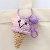 Pingente de Sorvete de Crochê, Charme para Bolsa Tecido com Fio, Enfeite de Sorvete Tricotado, Chaveiro, Acessório Feito à Mão para Chave de Carro