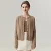 Elegante Retro~Cárdigan de Punto 100% Cachemira Pura KangSaiNi para Mujer, Botón de Perla, Suéter Exterior Suave Francés