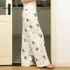 2026 Nuevos Pantalones de Dormir para Mujer 96cm Sin Cordón Sin Bolsillos Pantalones Finos para Casa Primavera Verano Otoño Sueltos Rectos Largos