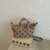 Bolsa de Mão Feminina de Grande Capacidade Estilo Coreano Nicho 2026 Nova Bolsa Grande de Lona com Bolinhas Bolsa Casual de Ombro Único de Axila