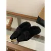 Primer Encuentro Temporada Estilo Coreano Zapatos Peludos para Mujer 2026 Otoño Nueva Llegada Mocasines de Punta Cuadrada Suela Plana Slip-on Zapatos Perezosos