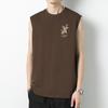 2026 Nueva Camiseta sin Mangas Negra para Hombre, Camiseta de Algodón Puro sin Mangas de Verano de Moda, Chaleco Deportivo Holgado de Algodón Puro para Fitness Baloncesto