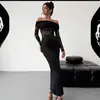 Vestido Longo de Verão com Recortes Novo Estilo Europeu e Americano Comércio Exterior Uma Alça Renda Manga Longa. Vestido Bodycon Sexy para Mulheres