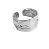 Anillo Geométrico de Dos Colores Abierto Estilo Europeo y Americano Anillo Ancho Frío Asimétrico Cóncavo y Convexo para Mujer